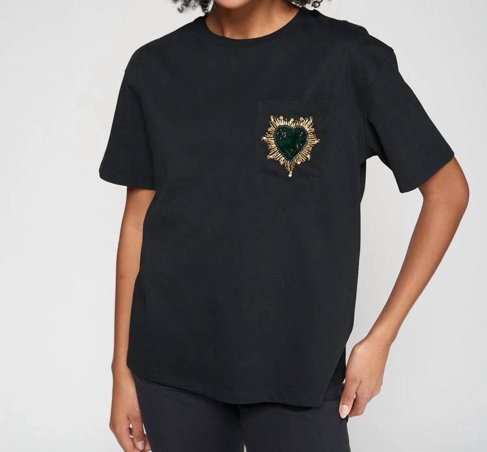 NEW VILAGALLO corazon heart embellishment tee in black